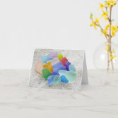 Notecard - mehrfarbiges Meerglas Karte (Gelbe Blume)