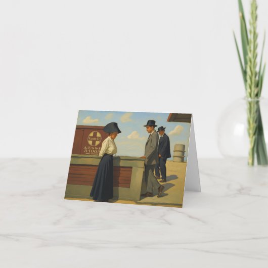 Notecard mit Vintage-Bild eines Bahnhofs Dankeskarte (Vorderseite)