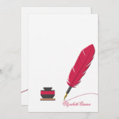 Notecard of Inkwell and Feather Pen Stationery Mitteilungskarte (Vorne/Hinten)