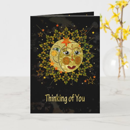 Notecard, SUN, MOND, STARS, Denken, Leere Karte (Gelbe Blume)