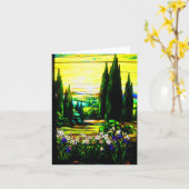 Notecard-Vintages Buntglas Art-5 Karte (Gelbe Blume)