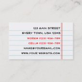 Notecard Visitenkarte (Rückseite)