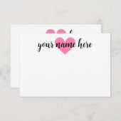 Notecards für Mädchen Personalisiertes Herz Dankeskarte (Vorne/Hinten)