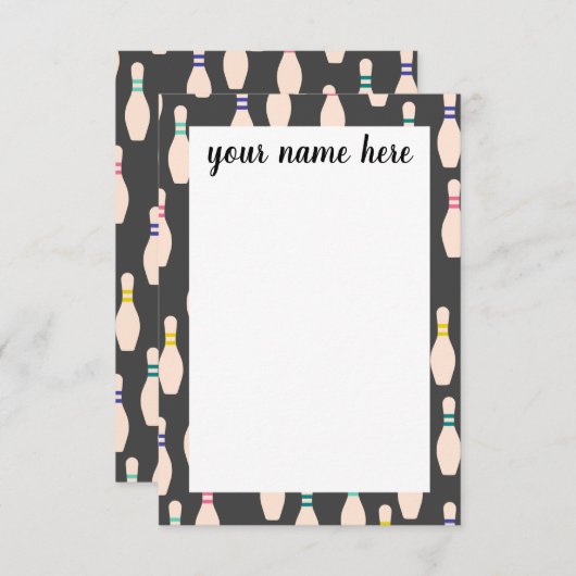 Notecards für personalisierte Bowling-Buttone Dankeskarte (Vorne/Hinten)