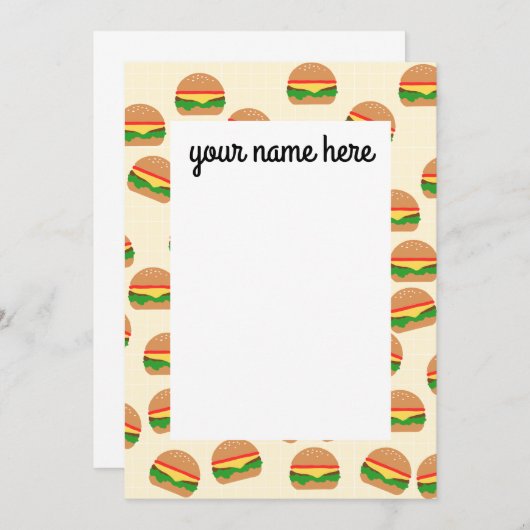Notecards für Personalisierte Burger Einladung (Vorne/Hinten)