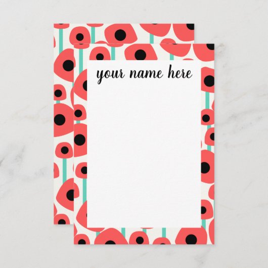 Notecards für personalisierte Mohnblumen-Blume Dankeskarte (Vorne/Hinten)