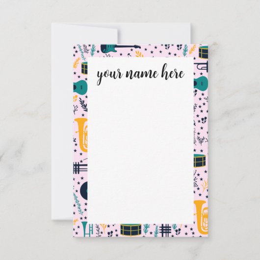 Notecards für personalisierte Musikinstrumente Dankeskarte (Vorderseite)