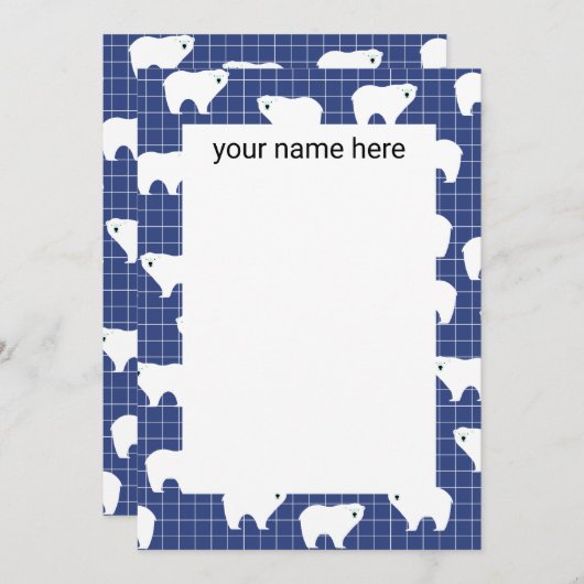 Notecards für personalisierte Polarbären Dankeskarte (Vorne/Hinten)