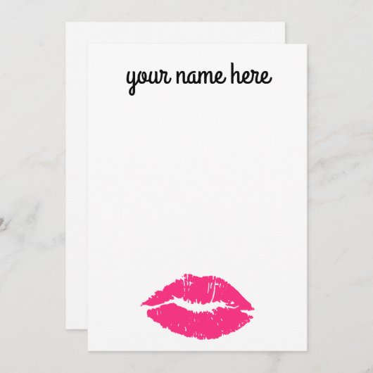 Notecards für personalisierte, rosa Lippen Dankeskarte (Vorne/Hinten)