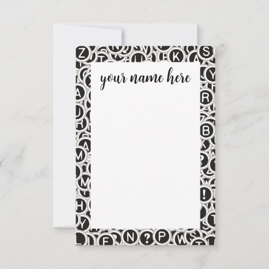 Notecards für personalisierte Schreibmaschinentast Dankeskarte (Rückseite)