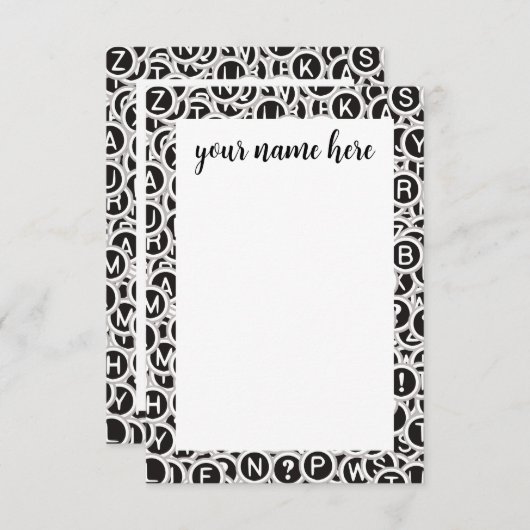 Notecards für personalisierte Schreibmaschinentast Dankeskarte (Vorne/Hinten)