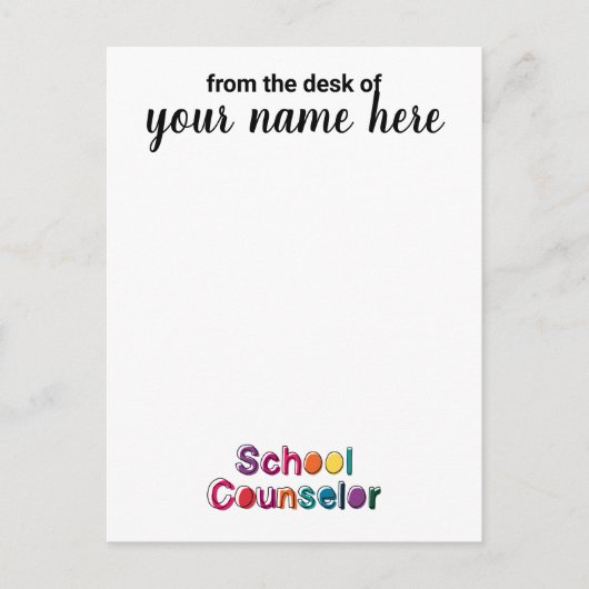 Notecards für personalisierte Schulberater Postkarte (Vorderseite)