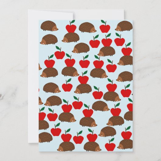 Notecards für personalisierten Igel und Äpfel Dankeskarte (Rückseite)