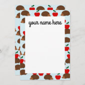Notecards für personalisierten Igel und Äpfel Dankeskarte (Vorne/Hinten)