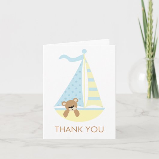 Notecards für Sailboat Bear Baby Dusche Dankeskarte (Vorderseite)