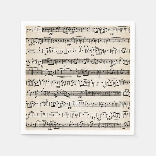 Noten auf altem Papier Serviette (Vorderseite)