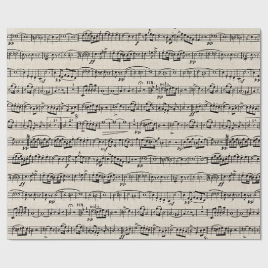 Noten auf Burlap Geschenkpapier (Flach)