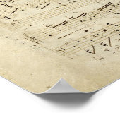 Noten auf Pergament Handgeschrieben in Tinte Poster (Ecke)