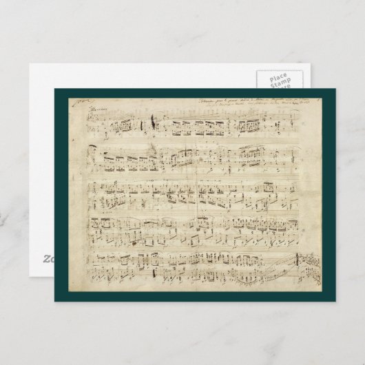 Noten auf Pergament Handgeschrieben in Tinte Postkarte (Vorne/Hinten)