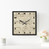 Noten auf Pergament Handgeschrieben in Tinte Quadratische Wanduhr (Zuhause)