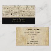 Noten auf Pergament Handgeschrieben in Tinte Visitenkarte (Vorne/Hinten)