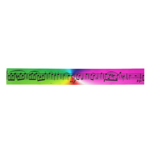 Noten auf Regenbogen Satinband (Vorderseite)