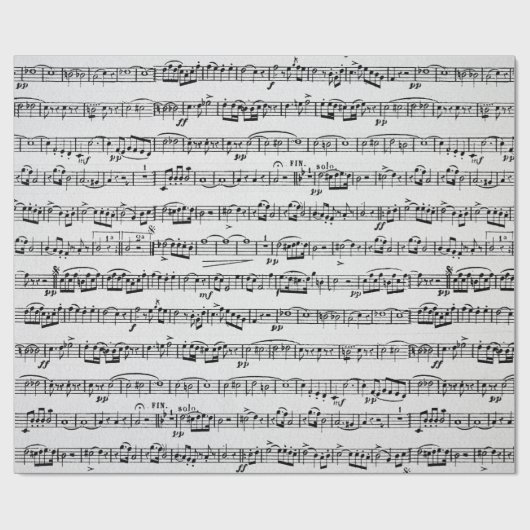 Noten auf weißem Holz Geschenkpapier (Flach)