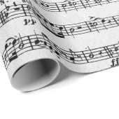 Noten auf weißem Holz Geschenkpapier (Rolleneckpunkt)