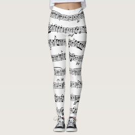 Noten in Weiß Leggings