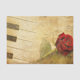 Noten, Klaviertasten und Rose-Tissue Paper Seidenpapier