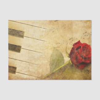 Noten, Klaviertasten und Rose-Tissue Paper Seidenpapier