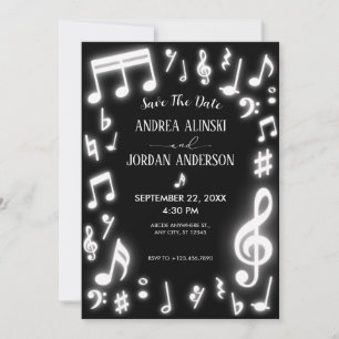 Noten leuchten in der dunklen Hochzeit Save The Date
