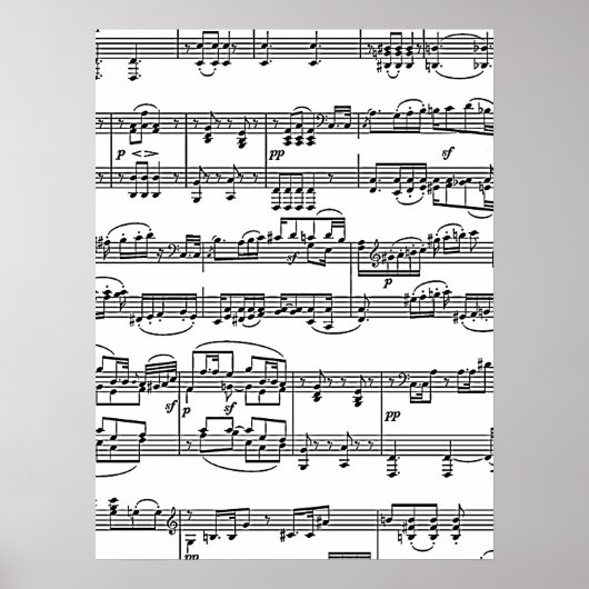 Noten schwarz-weiß poster (Vorne)