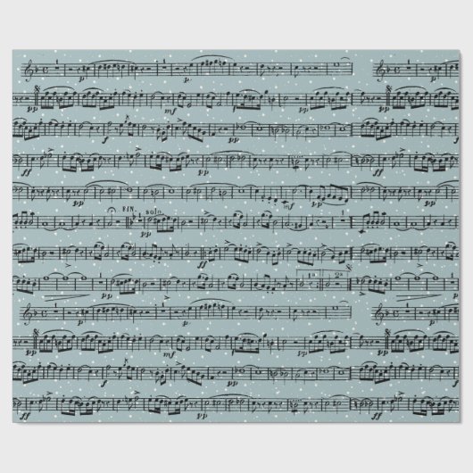 Noten über Schneeflocken Geschenkpapier (Flach)