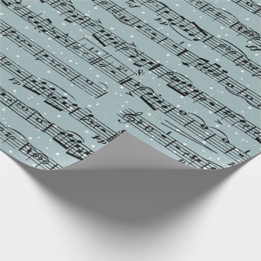 Noten über Schneeflocken Geschenkpapier (Ecke)