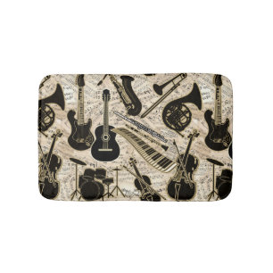 Noten und Instrumente Black/Gold ID481 Badematte