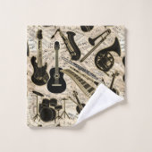 Noten und Instrumente Black/Gold ID481 Badhandtuch Set (Waschlappen)