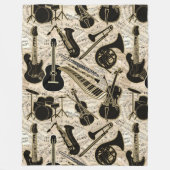 Noten und Instrumente Black/Gold ID481 Fleecedecke (Vorderseite)