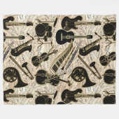 Noten und Instrumente Black/Gold ID481 Fleecedecke (Vorderseite (Horizontal))