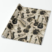 Noten und Instrumente Black/Gold ID481 Geschenkpapier (Ungerollt)