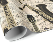 Noten und Instrumente Black/Gold ID481 Geschenkpapier (Rolleneckpunkt)