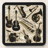 Noten und Instrumente Black/Gold ID481 Getränkeuntersetzer (Vorderseite)