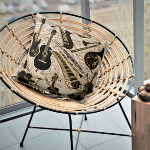 Noten und Instrumente Black/Gold ID481 Kissen