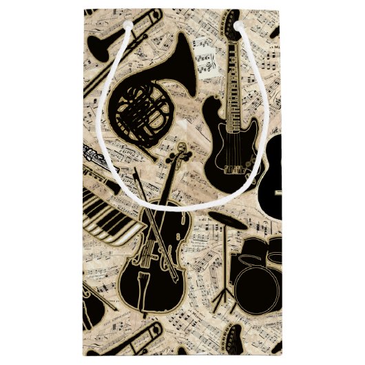 Noten und Instrumente Black/Gold ID481 Kleine Geschenktüte (Rückseite)