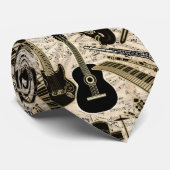 Noten und Instrumente Black/Gold ID481 Krawatte (Gerollt)