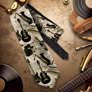 Noten und Instrumente Black/Gold ID481 Krawatte