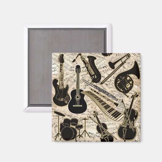 Noten und Instrumente Black/Gold ID481 Magnet (Vorderseite/Rückseite)