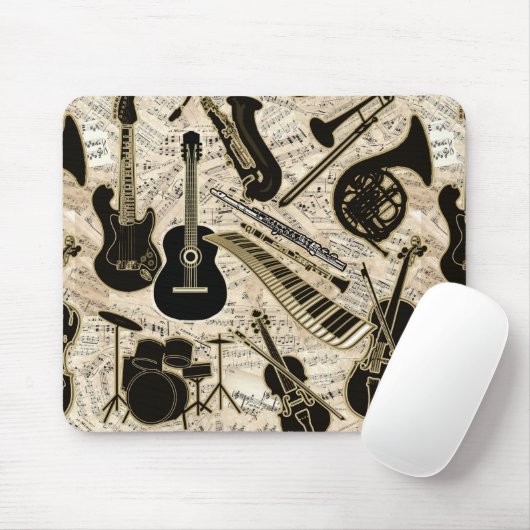 Noten und Instrumente Black/Gold ID481 Mousepad (Mit Mouse)