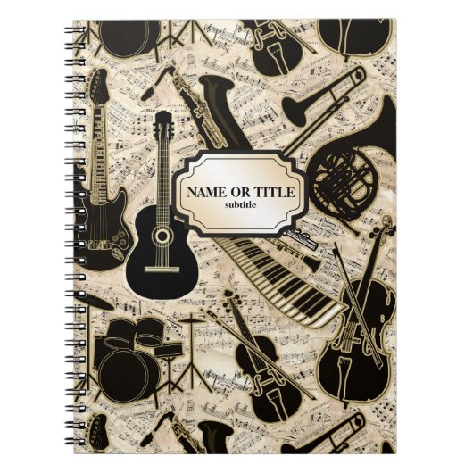 Noten und Instrumente Black/Gold ID481 Notizblock (Vorderseite)
