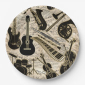 Noten und Instrumente Black/Gold ID481 Pappteller (Vorderseite)